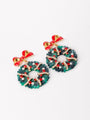 Resin And Rhinestone Christmas Wreath Earrings