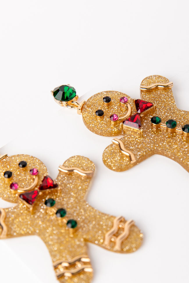 Christmas Glitter Gingerbread Man Earrings