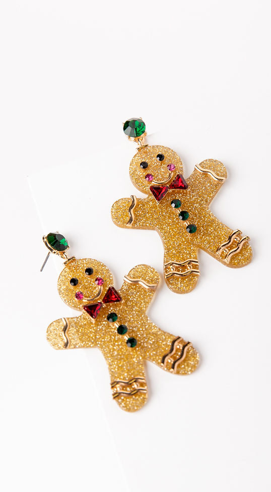 Christmas Glitter Gingerbread Man Earrings