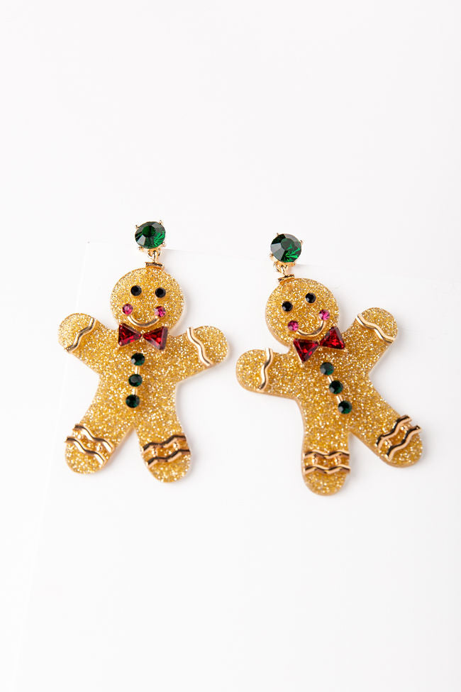 Christmas Glitter Gingerbread Man Earrings