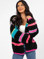 In The Middle Black Multi Chunky Knit Stripe Cardigan