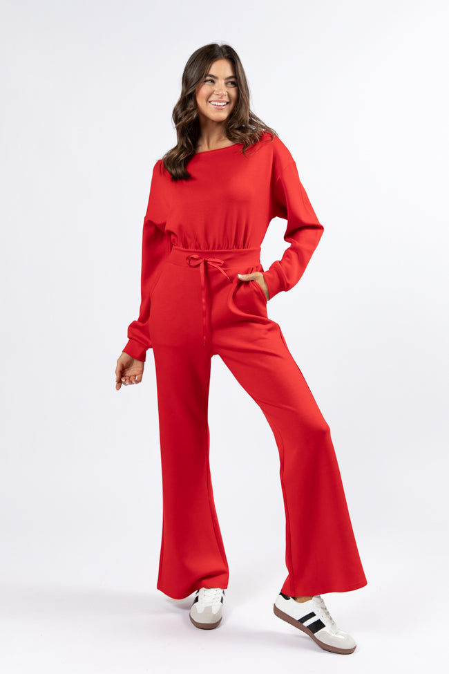 Wear It Out Red Boat Neck Jumpsuit