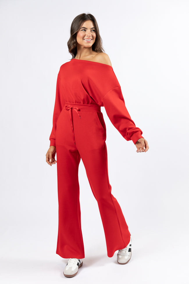 Wear It Out Red Boat Neck Jumpsuit