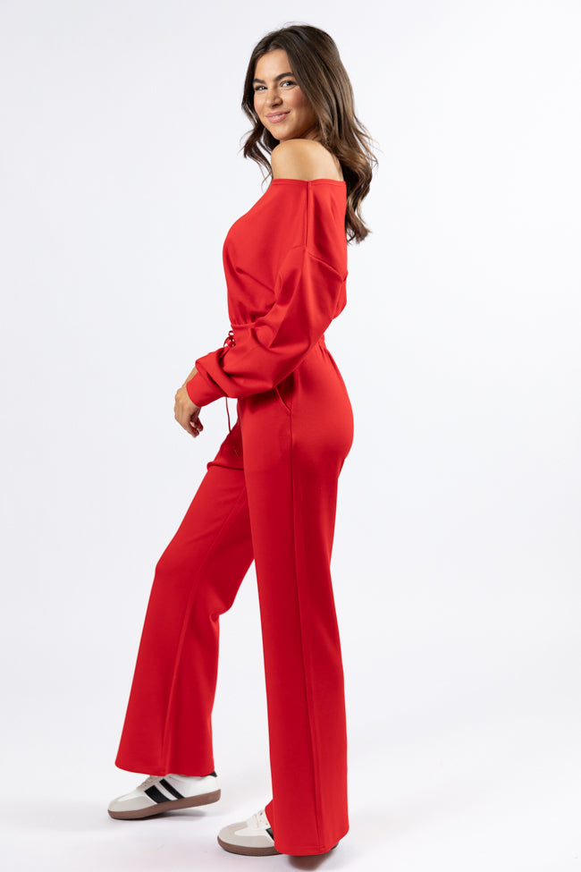 Wear It Out Red Boat Neck Jumpsuit