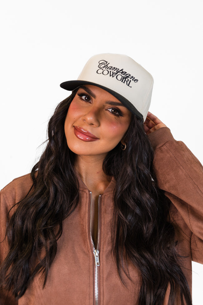 Champagne Cowgirl Black and Natural Trucker Hat