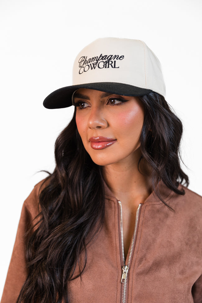 Champagne Cowgirl Black and Natural Trucker Hat