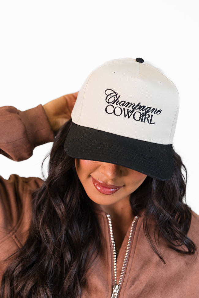 Champagne Cowgirl Black and Natural Trucker Hat