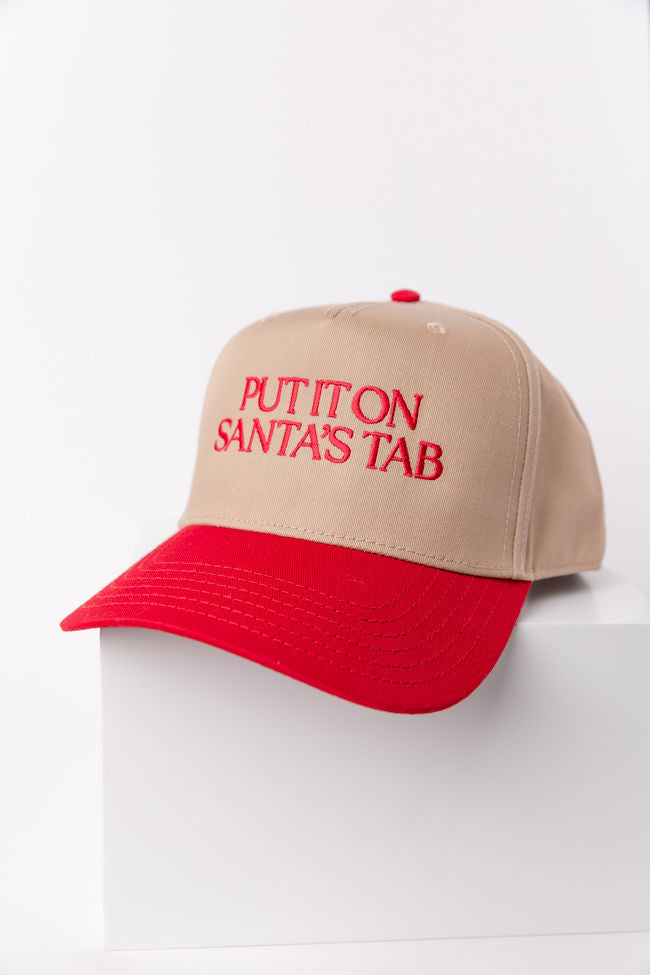 Put It On Santa's Tab Red and Khaki Trucker Hat