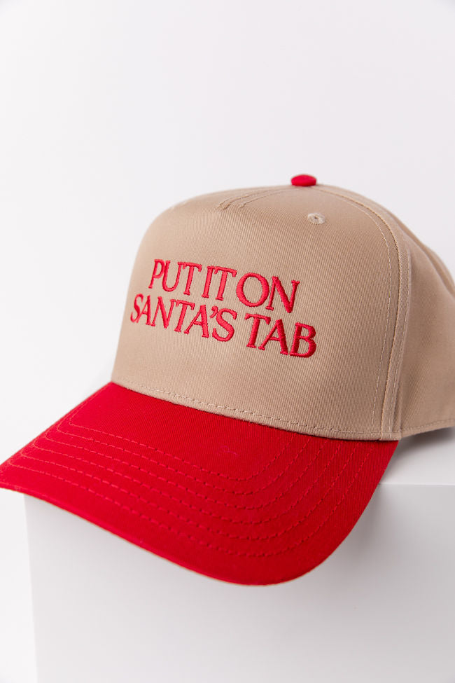 Put It On Santa's Tab Red and Khaki Trucker Hat