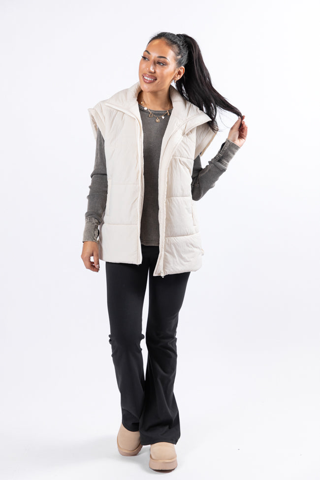 Best Bet Cream Oversized Puffer Vest SALE