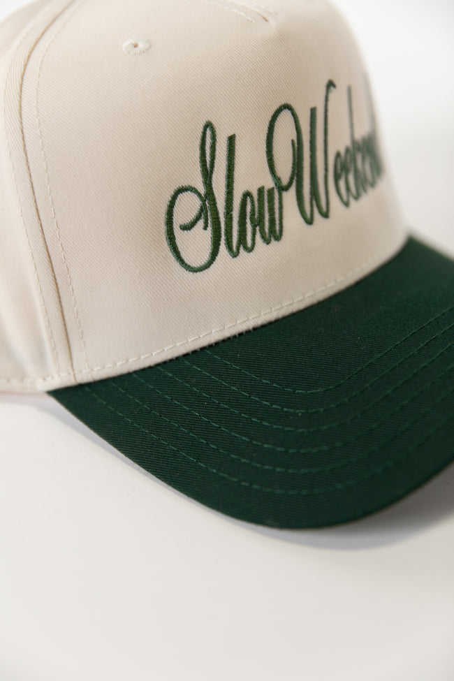 Slow Weekends Dark Green and Natural Trucker Hat