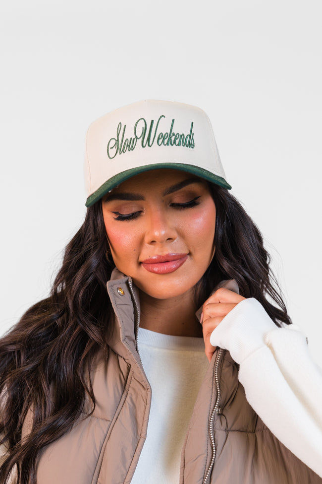 Slow Weekends Dark Green and Natural Trucker Hat