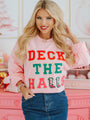 Deck The Halls Chenille Patch Light Pink Oversized Graphic Sweatshirt Macy Blackwell X Pink Lily