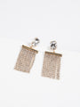 Gold Crystal with Rhinestone Crystal Tassel Chain Earring