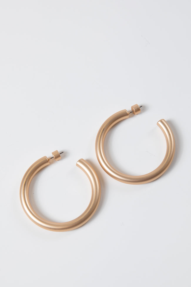 Water Resistant Matte Gold Hoop Earring