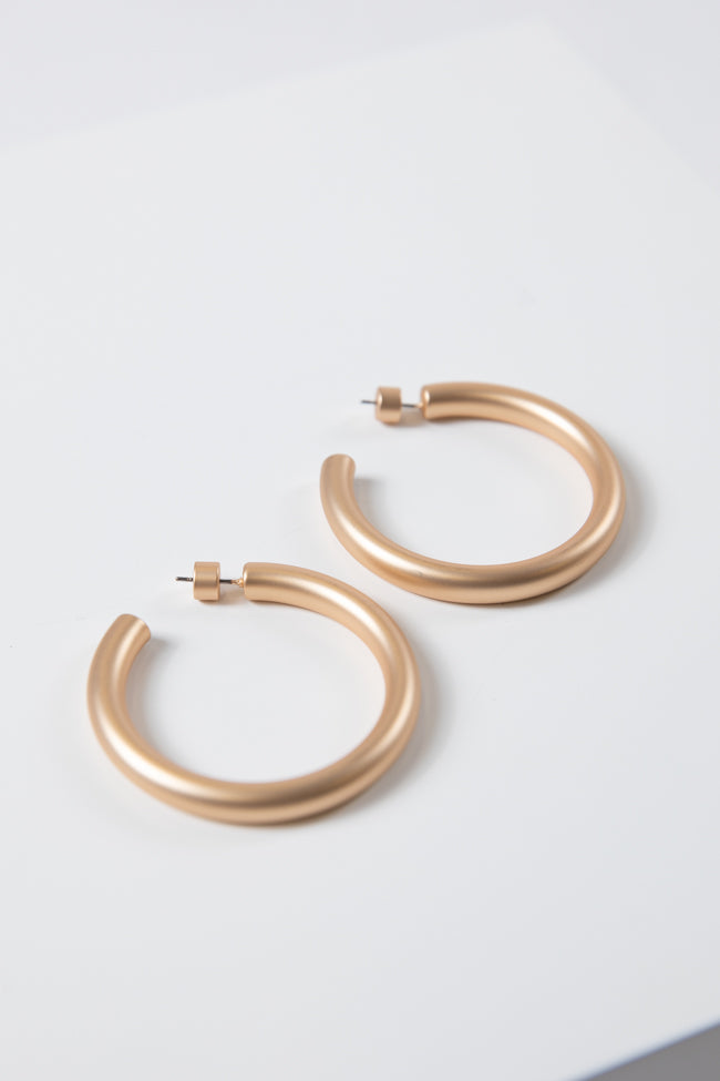 Water Resistant Matte Gold Hoop Earring