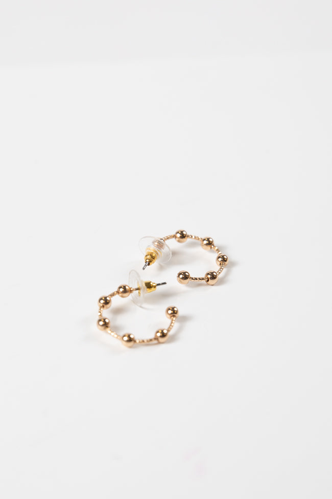 Water Resistant Textured Ball on Gold Hoop Earring