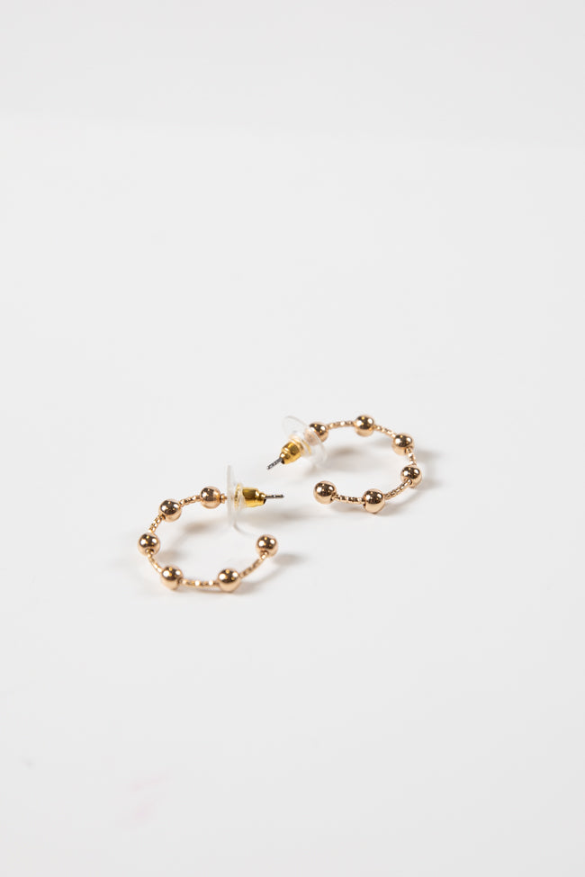 Water Resistant Textured Ball on Gold Hoop Earring