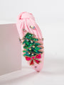 Pink Headband with Green Christmas Tree and Pink Bow