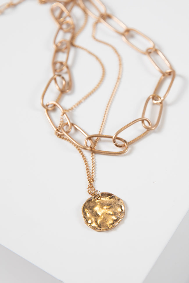 Gold Chain with Coin Layered Necklace