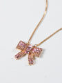 Pink Rhinestone Bow Necklace