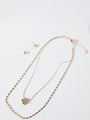 Double Layered Knot Chain with Rhinestone Clover Necklace