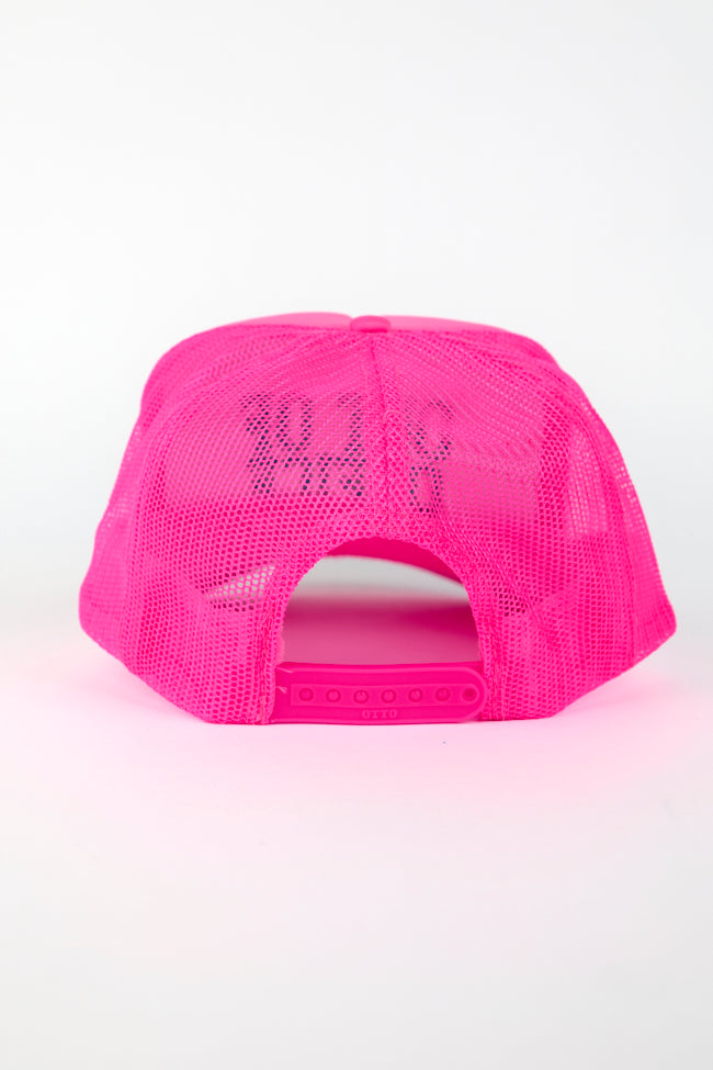 Out Of Office Neon Pink Trucker Hat