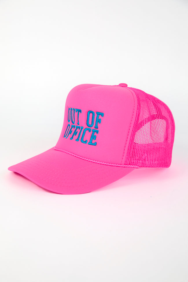 Out Of Office Neon Pink Trucker Hat