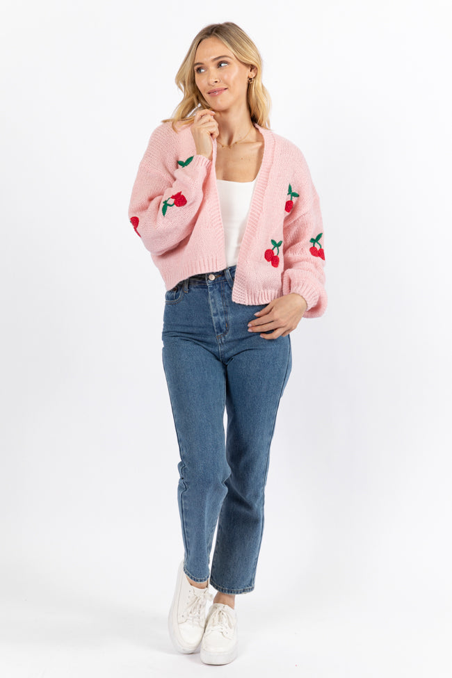 Cherry Picking Pink Embroidered Cardigan