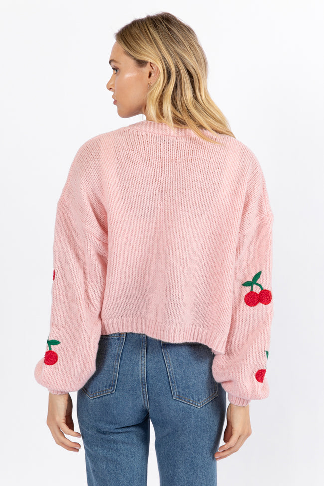 Cherry Picking Pink Embroidered Cardigan