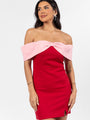 Take A Vow Red and Pink Bow Detail Mini Dress