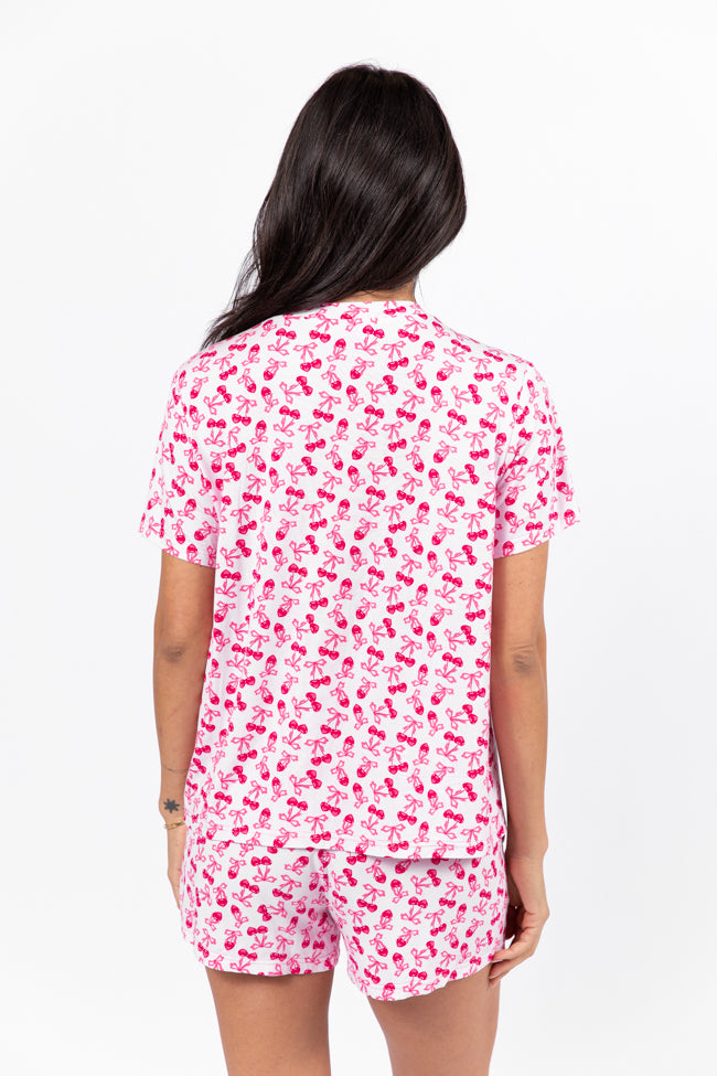 Over the Moon Cherry Hearts Pajama Top Kalee Rogers x Pink Lily