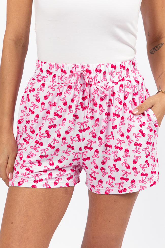 Over the Moon Cherry Hearts Pajama Shorts Kalee Rogers x Pink Lily