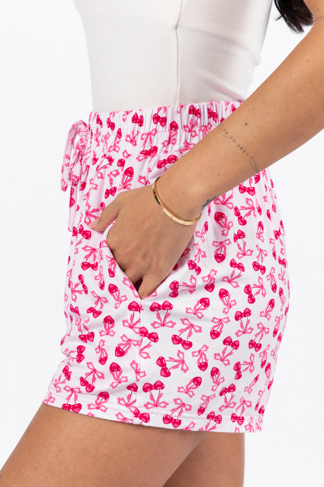 Over the Moon Cherry Hearts Pajama Shorts Kalee Rogers x Pink Lily