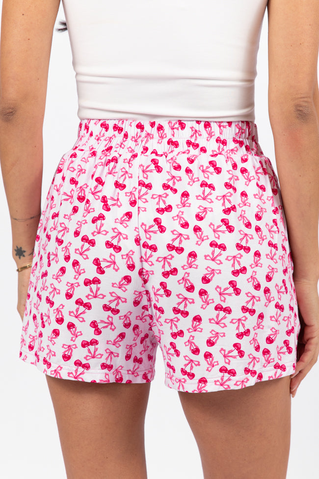 Over the Moon Cherry Hearts Pajama Shorts Kalee Rogers x Pink Lily