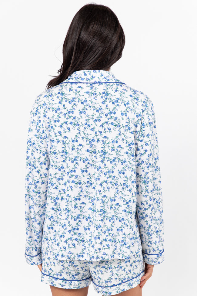 Under The Stars Blue Floral Pajama Top