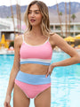 Do Not Disturb Pastel Pink Color Block Swim Top