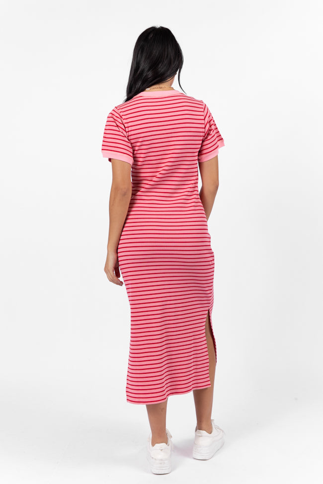 All Of You Pink and Red Striped Knit Dress