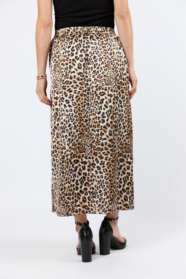 In The Wild Leopard Print Satin Maxi Skirt