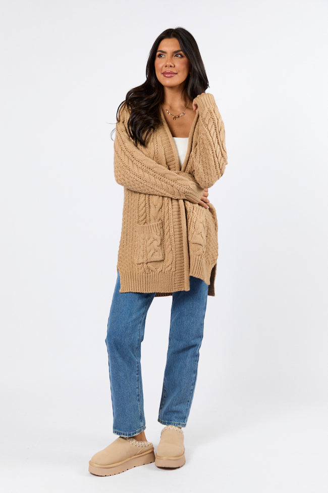 Sweet Nothings Tan Chunky Cable Knit Cardigan