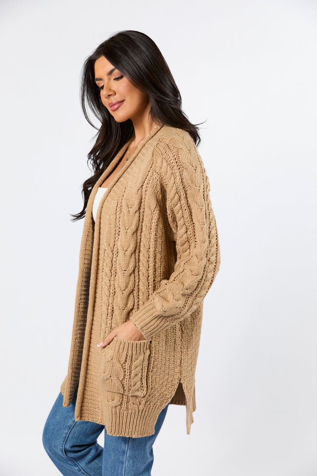 Sweet Nothings Tan Chunky Cable Knit Cardigan