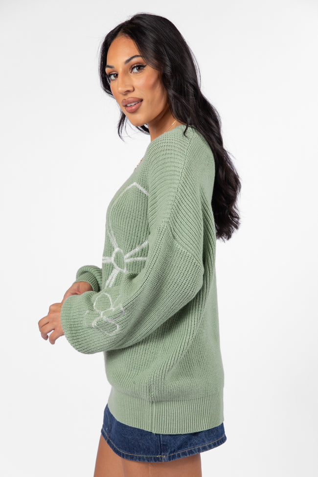 Hold My Hand Sage Floral Sweater