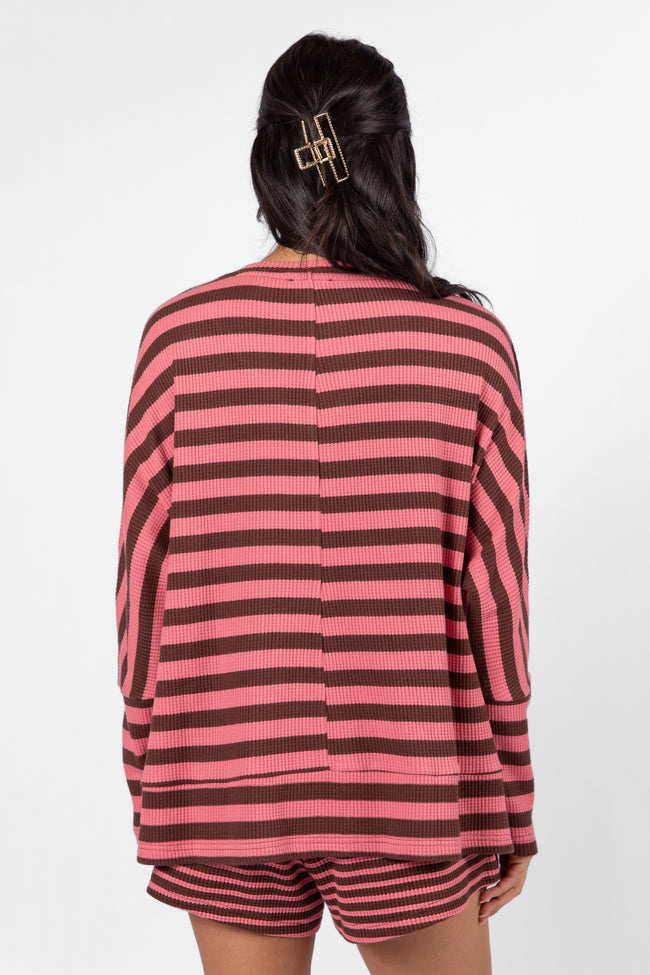 No Complaints Pink and Chocolate Striped Thermal Set