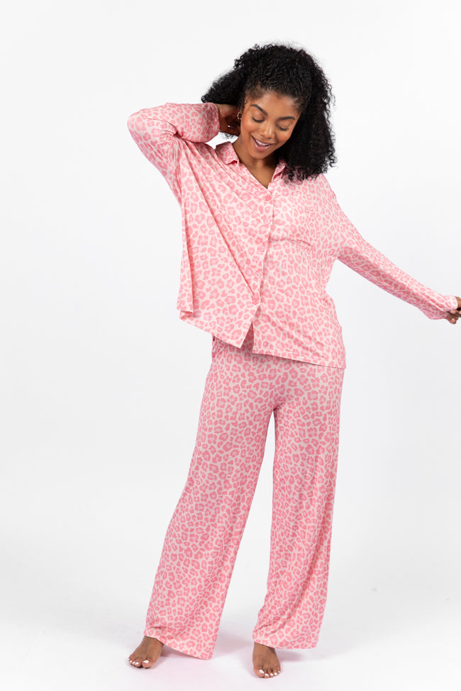 Sweet Dreams Pink Leopard Pajama Long Sleeve Top