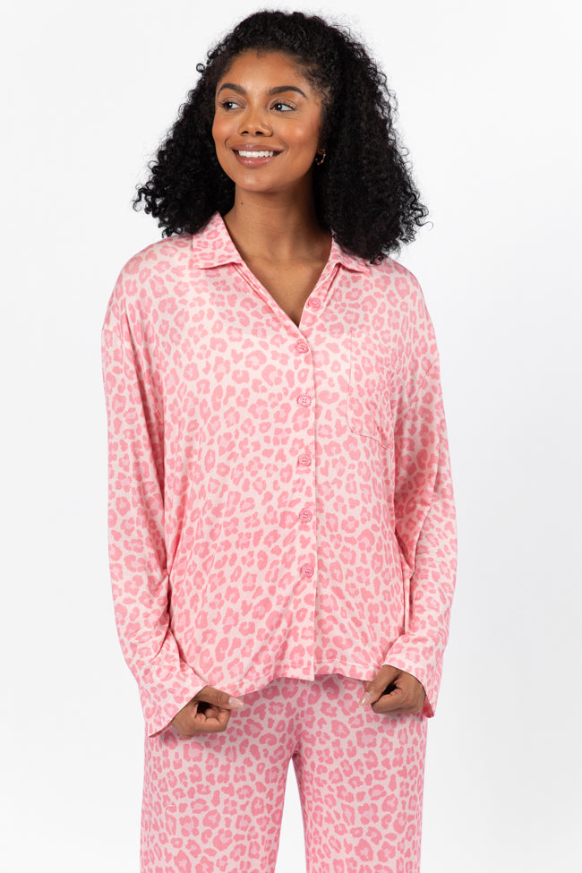 Sweet Dreams Pink Leopard Pajama Long Sleeve Top