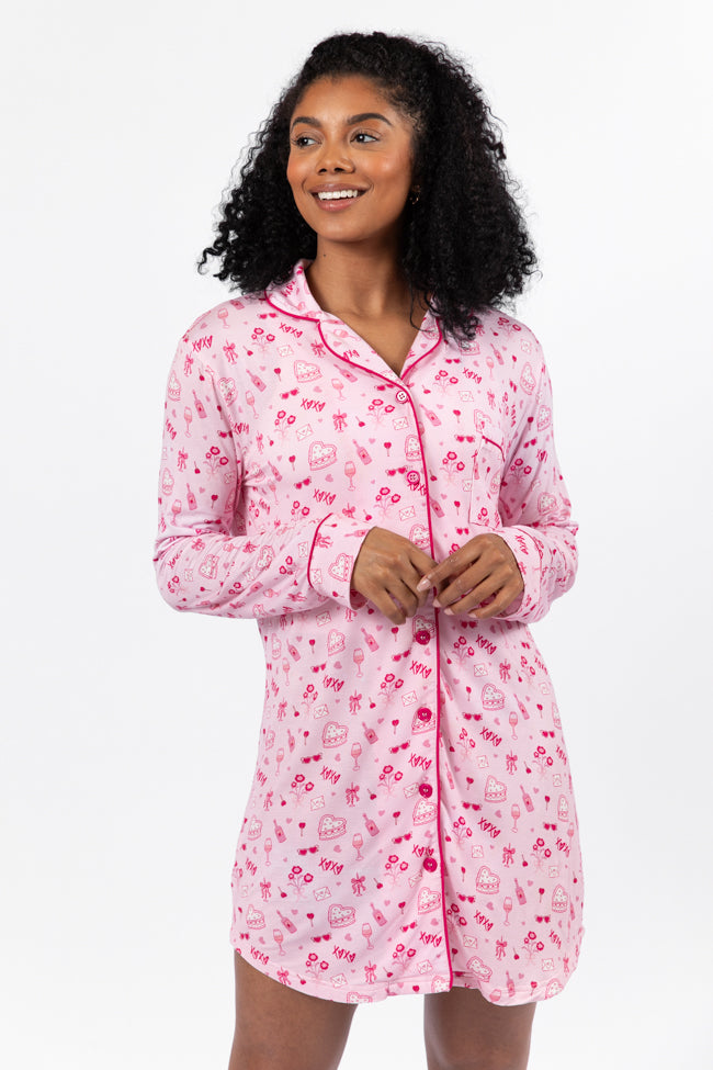 Sleep Tight Valentine's Day Icon Pajama Dress