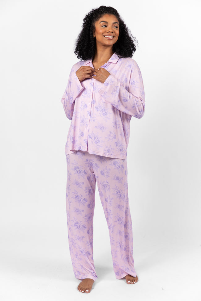 Sweet Dreams In Purple Floral Fantasy Pajama Pants