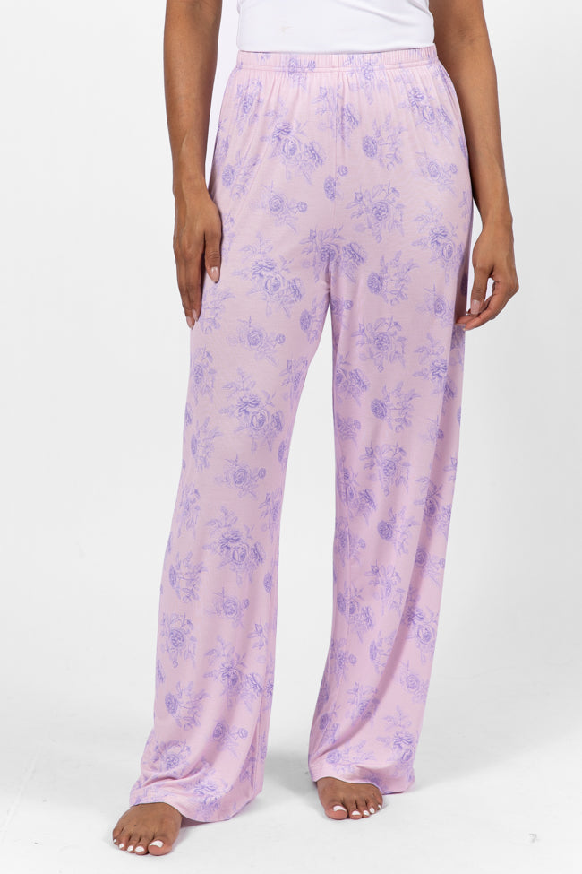 Sweet Dreams In Purple Floral Fantasy Pajama Pants