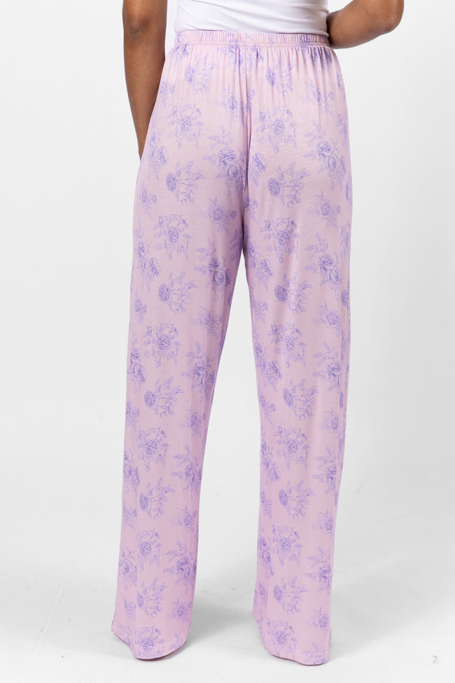 Sweet Dreams In Purple Floral Fantasy Pajama Pants