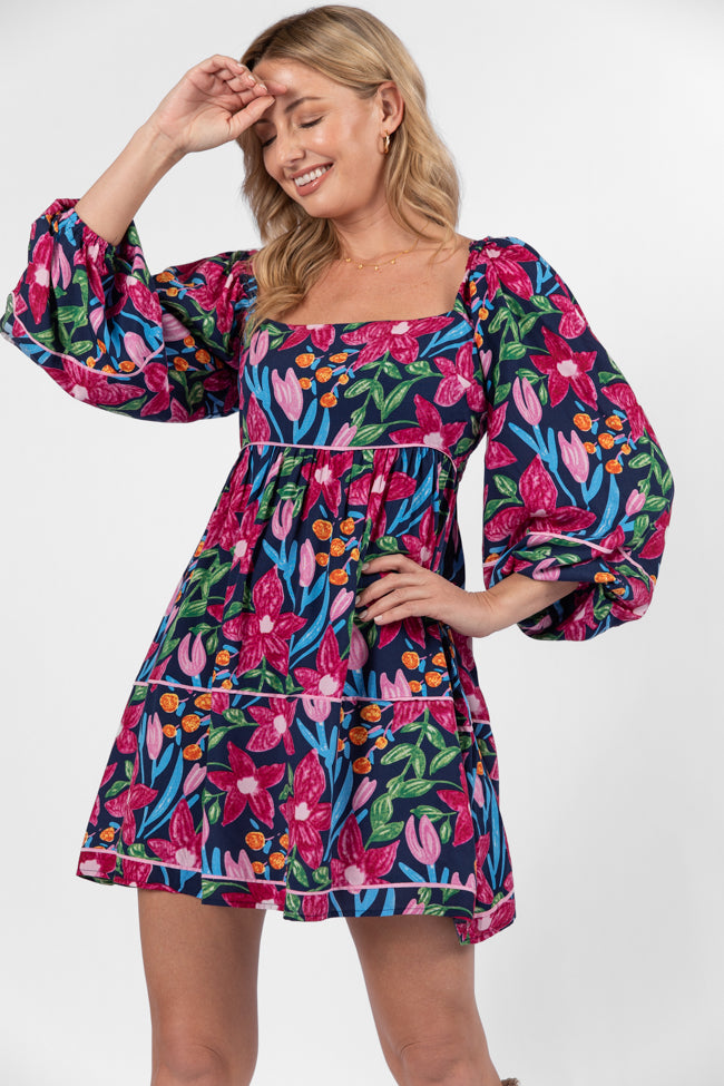 Good Karma Multi Floral Square Neck Dress